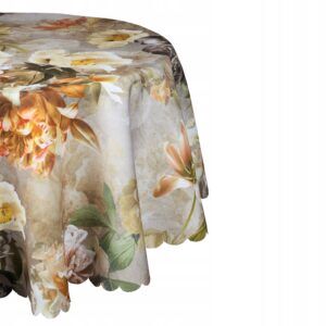 Obrus na stół okrągły owalny plamoodporny ciemne kwiaty