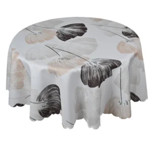 Obrus plamoodporny Ø 130 cm na stół okrągły w kwiaty Wodoodporny beżowy