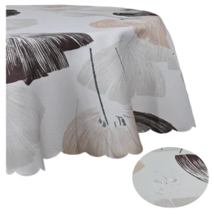 Obrus owalny 120x240 Plamoodporny Wodoodporny Na stół Beżowy w kwiaty