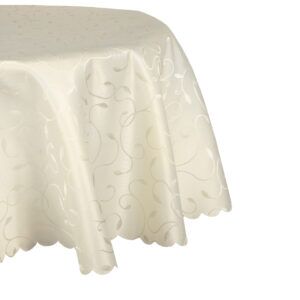 Okrągły ecru obrus plamoodporny listki Ø 120 cm