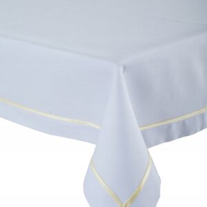 Biały obrus z lamówką ecru