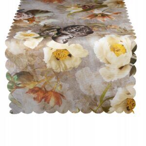 Bieżnik na stół serweta plamoodporny kwiaty ciemne
