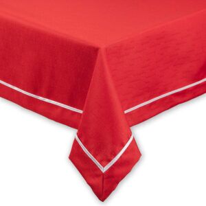 Czerwony obrus z białą lamówką