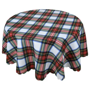 Obrus plamoodporny Ø 140 na stół okrągły w szkocką kratę kratkę Wodoodporny
