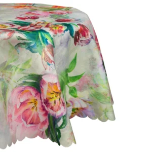 Okrągły obrus plamoodporny śr.150 cm Tulipany koło