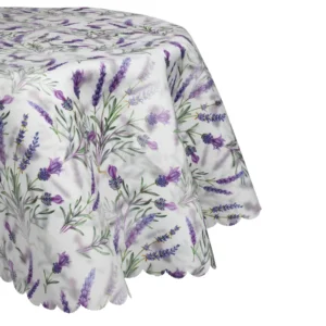 Okrągły obrus plamoodporny 140 cm Lawenda 3D koło